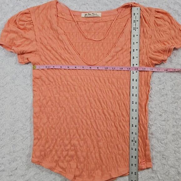 Free People Womens Size Small We The Free Burnt Coral Sugar Cube Baby Doll Tee - Picture 3 of 6